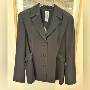 Zelda Blazer Jacket Black White Trim Equestrian Details Womens 10 12 | N278